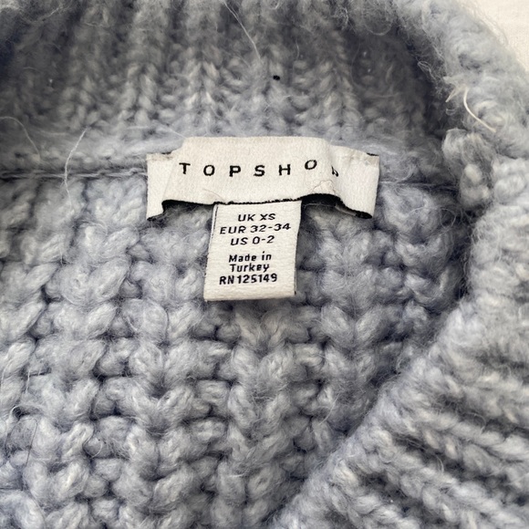 Topshop Blue Chunky Cropped Sweater - Picture 2 of 5